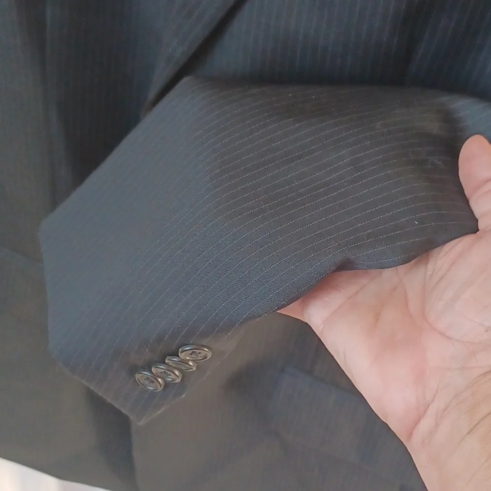 Pierre Cardin Blazer Wool  40L Black with Blue stripe